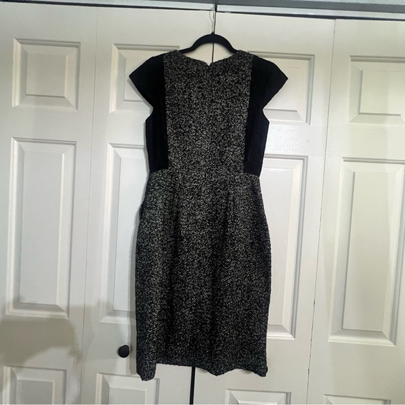 J Crew Black White Tweed Lace Cap Sleeve Contrast Sheath Dress Wool Blend Size 2 - Picture 10 of 10